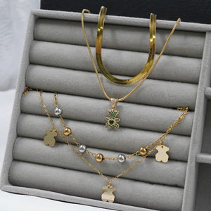 Touch Gold Set™: Doble Cadena y Pulsera en Baño Dorado