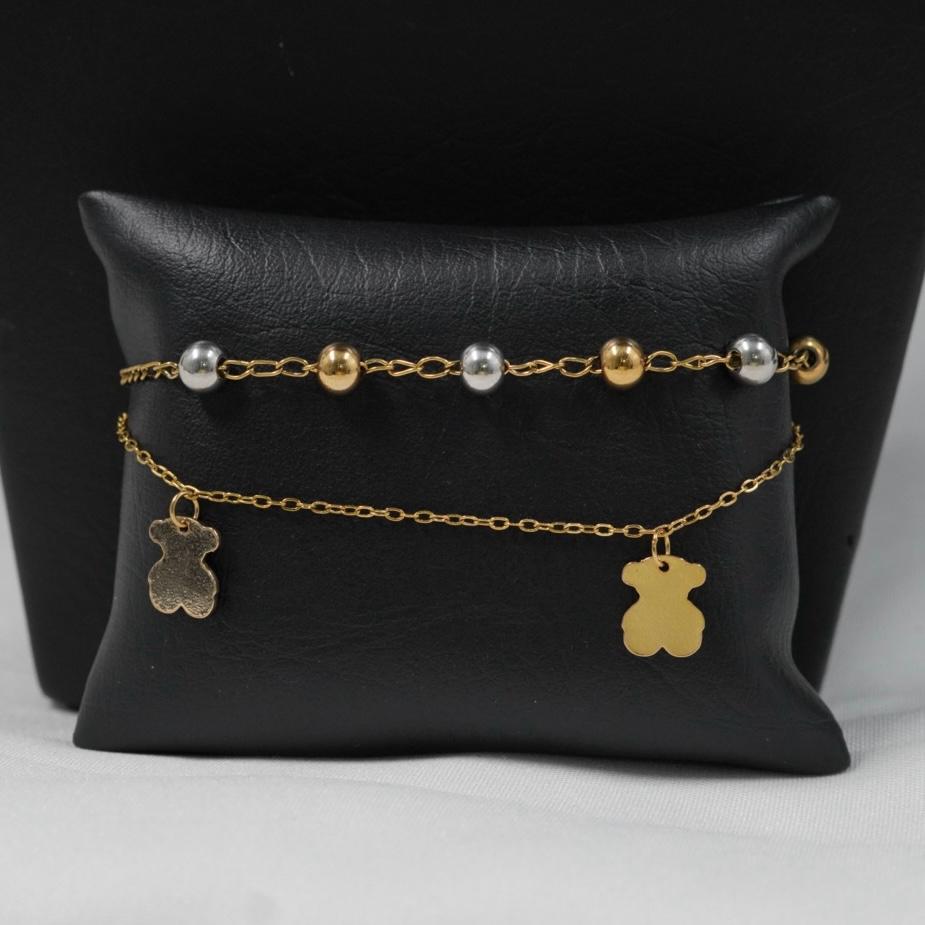 Touch Gold Set™: Doble Cadena y Pulsera en Baño Dorado