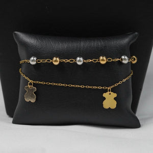 Touch Gold Set™: Doble Cadena y Pulsera en Baño Dorado